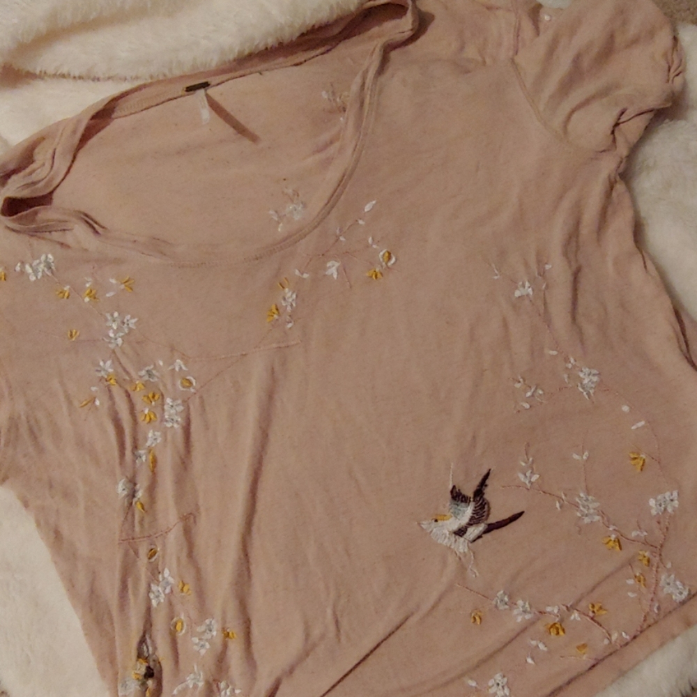 Free People embroidered Tee